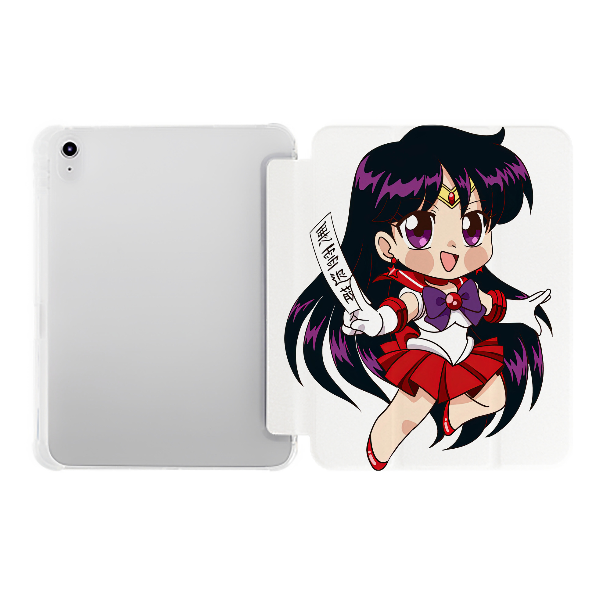 （画像用） 美少女戦士セーラームーン 火野レイ ひの レイ Sailor Moon Hino Rei （セーラーマーズ,Sailor Mars） IPad ケース ペン収納付き 三つ折りスタンド PUレザー×シリコン 対応機種9.5/10.5/10.9インチ